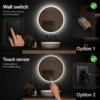 Badkamerspiegel Ilona , met zwarte omlijsting wall switch