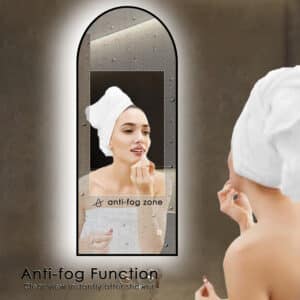 Badkamerspiegel Marrakech 45×100, met zwarte lijst, anti condens functie