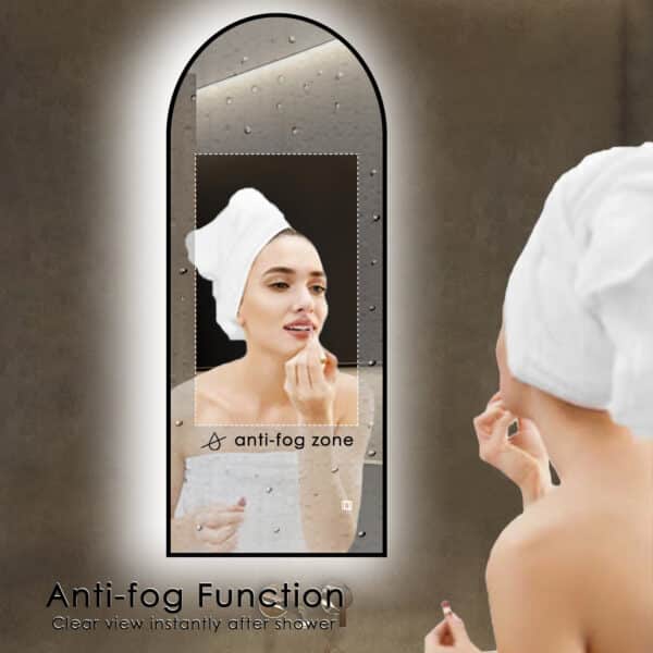 Badkamerspiegel Marrakech 45×100, met zwarte lijst, anti condens functie