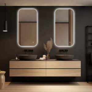 Badkamerspiegel Moderna 50×100, randloos 2 naast elkaar