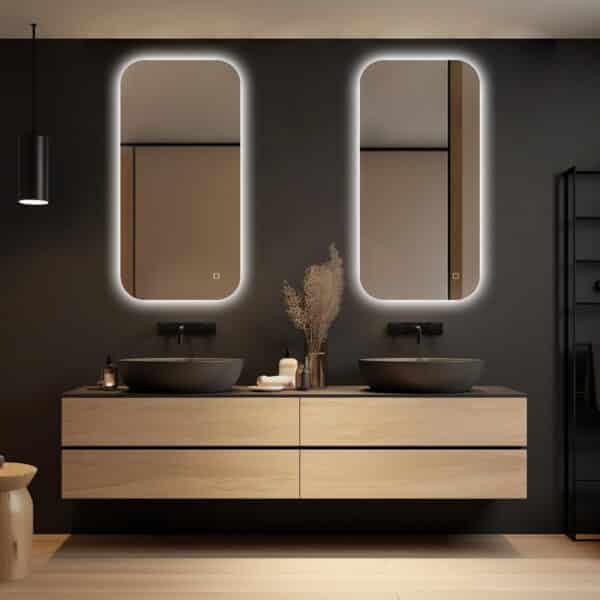 Badkamerspiegel Moderna 50×100, randloos 2 naast elkaar