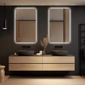 Badkamerspiegel Malaga 100x60, 2 spiegels naast elkaar