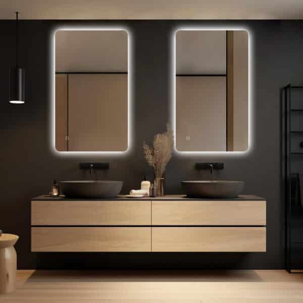 Badkamerspiegel Malaga 100x60, 2 spiegels naast elkaar