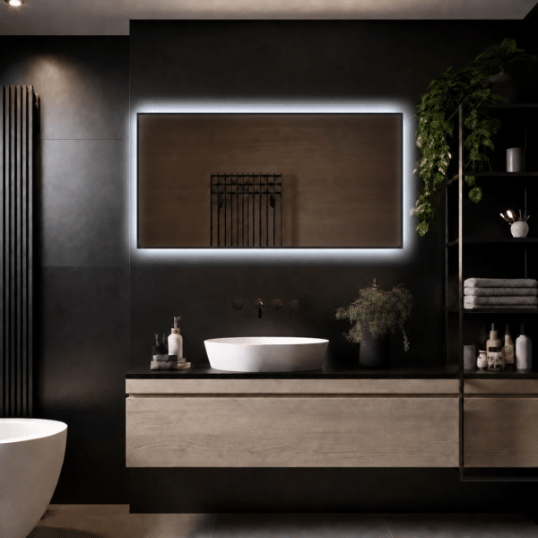 Badkamerspiegel Sorento 120×60, met zwarte lijst kleuren 3000k tot 6000k (2)