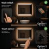 Badkamerspiegel Felix 80x60 cm via schakelaar of sensor te bedienen