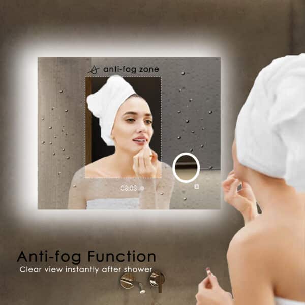 Badkamerspiegel Lorina, close up anti-condens functie