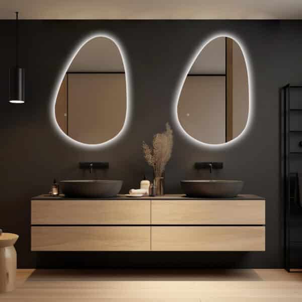 Badkamerspiegel Venus 90x60, 2 spiegels naast elkaar