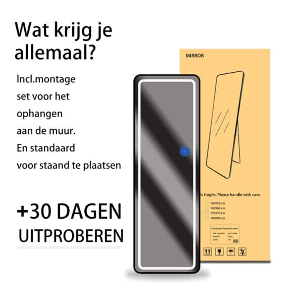 Passpiegel Ilumina zwart, in de doos