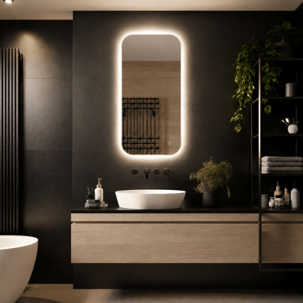 Badkamerspiegel Milano 100x50 , met gouden lijst 4000k