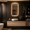 Badkamerspiegel Milano 100x50 , met gouden lijst. 3000k