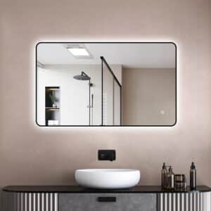 Badkamerspiegel Valencia 100x60, met zwarte lijst