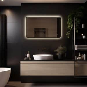 Badkamerspiegel Valencia 100x60 met zwarte lijst verlichting (3)