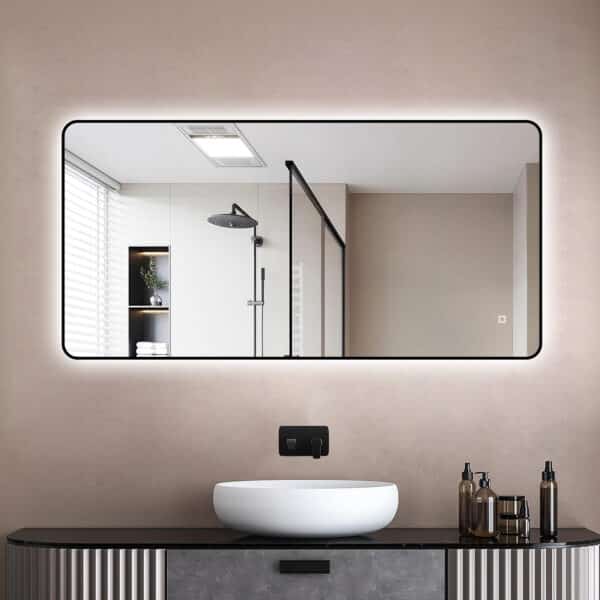 Badkamerspiegel Valencia 120x60, met zwarte lijst