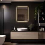 Badkamerspiegel Valencia 80x60 met zwarte lijst.