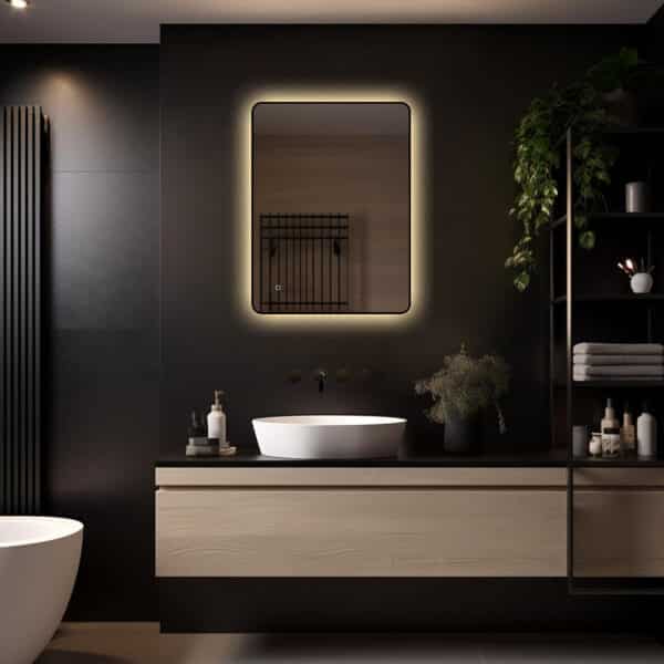 Badkamerspiegel Valencia 80x60 met zwarte lijst