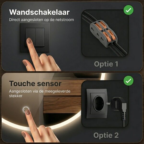 Badkamerspiegel on/off switch