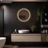 Badkamerspiegel Aurora 60×60, met Gouden Lijst licht variant 3