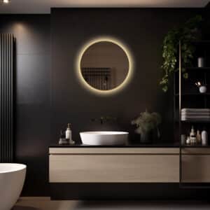 Badkamerspiegel Aurora 60×60, met Gouden Lijst licht variant 3