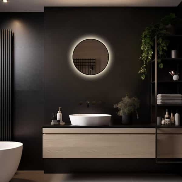 Badkamerspiegel Ilona 50×50, met zwarte lijst licht variant 2