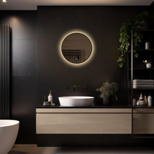 Badkamerspiegel Ilona 50×50, met zwarte lijst licht variant 3