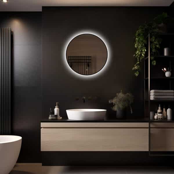 Badkamerspiegel Ilona 60×60, met zwarte lijst licht variant 1