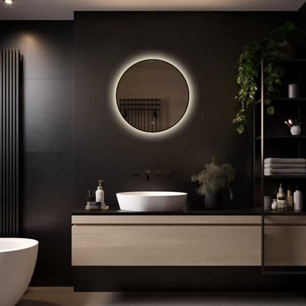 Badkamerspiegel Ilona 60×60, met zwarte lijst licht variant 2
