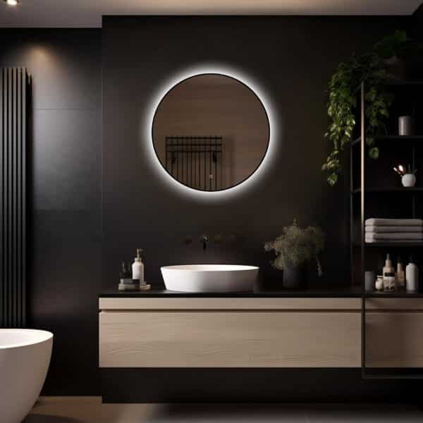 Badkamerspiegel Ilona 70×70, met zwarte lijst licht variant 1