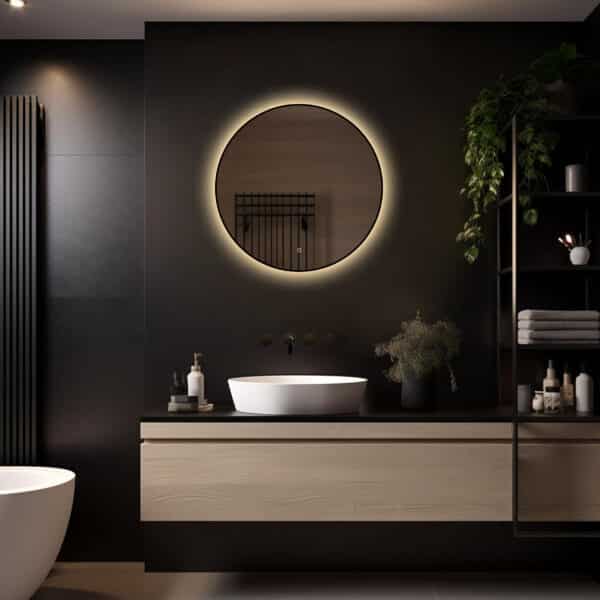 Badkamerspiegel Ilona 70×70, met zwarte lijst licht variant 3