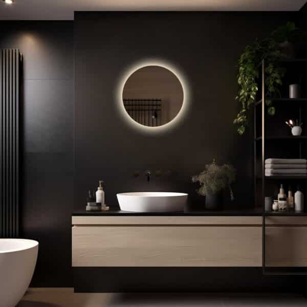 Badkamerspiegel Lena 50×50 licht variant 2 randloos