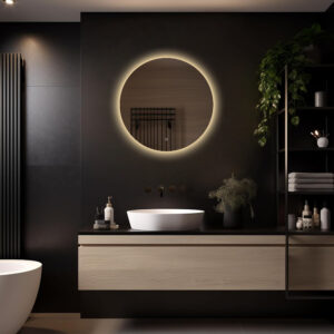 Badkamerspiegel Lena 70×70 ,randloos licht variant 3