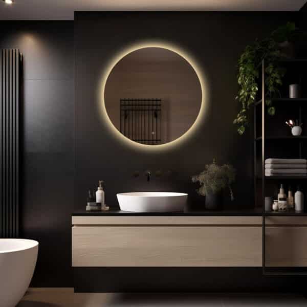 Badkamerspiegel Lena 80×80 ,randloos licht variant 3
