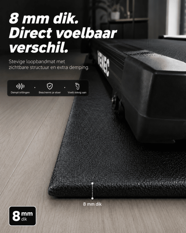 Beschermmat 220x80 cm van Venec – Geluiddempende Fitnessmat voor Loopband & Fitnessapparatuur dikte