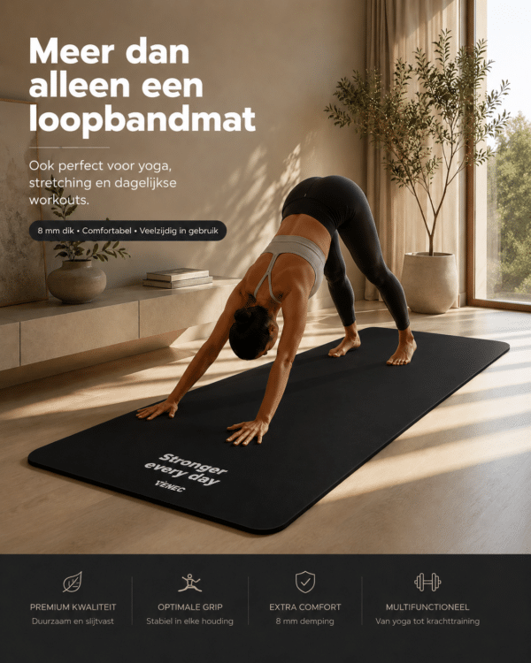 Beschermmat 220x80 cm van Venec – Geluiddempende Fitnessmat voor Loopband & Fitnessapparatuur yoga