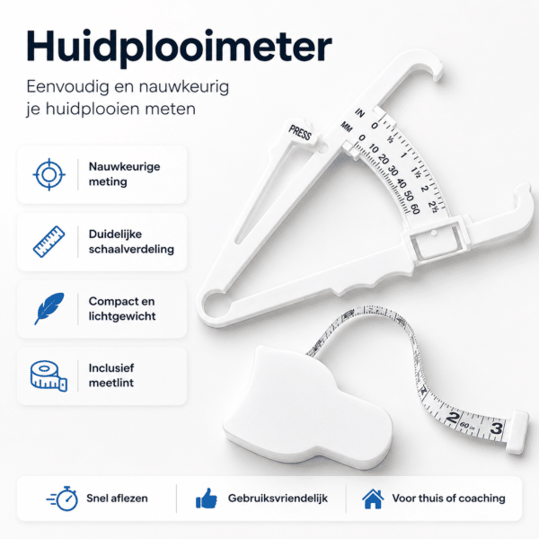 Huidplooimeter Kit van Venec – Vetpercentage Meter met Meetlint & Vetpercentagetabel functies