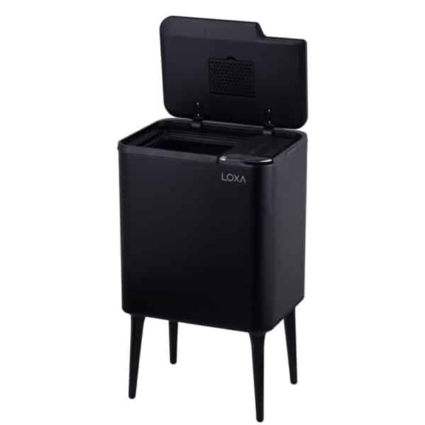 Prullenbak Venice Slim 36L Zwart – 1×33L + 1 x 3L met Geurfilter functies - smalle prullenbak 36 liter - detail (1)