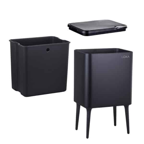 Prullenbak Venice Slim 36L Zwart – 1×33L + 1 x 3L met Geurfilter functies - smalle prullenbak 36 liter - detail (9)