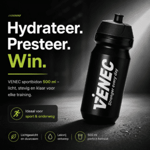 Venec Bidon 500 ml – BPA-vrije Sportbidon met Lekvrije Dop schuin