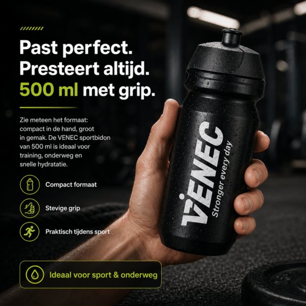 Venec Bidon 500 ml – BPA-vrije Sportbidon met Lekvrije Dop schuin hand