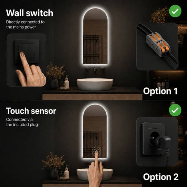 Badkamerspiegel Casablanca 45x100 wall switch
