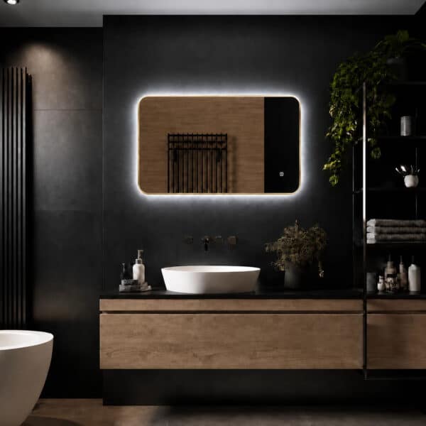 Badkamerspiegel Marbella 80×60 , met gouden lijst details (5)