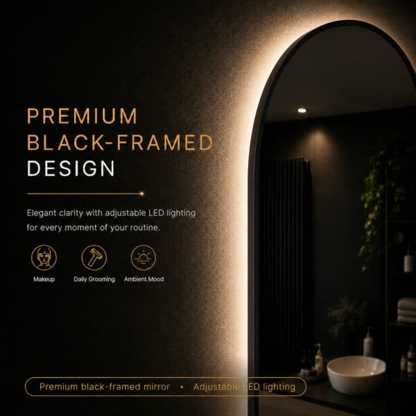 Badkamerspiegel Marrakech 45x100, met zwarte lijst premium frame