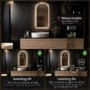 Badkamerspiegel Medina 100x45, met gouden lijst memory