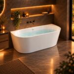 ALONI Halfvrijstaand Bad 170x78 cm – Glanzend Wit | Incl. Afvoer & Clickwaste