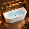 ALONI Halfvrijstaand Bad 170x78 cm – Glanzend Wit Incl. Afvoer & Clickwaste details (7)