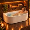 ALONI Muffly Halfvrijstaand Bad met Verticale Strepen 170×80 cm – Mat Wit details (1)