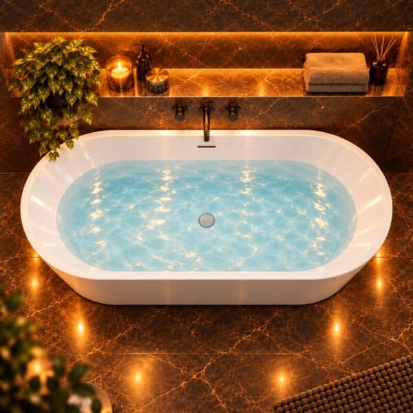 ALONI Rondo Vrijstaand Bad 180×80 cm – Glanzend Wit Incl. Afvoer & Clickwaste detail (6)